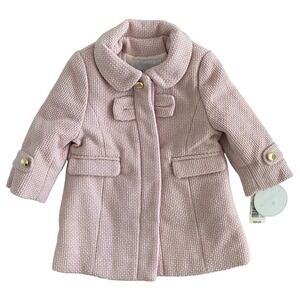 Edgehill Collection Baby Girls Bow Front Woven Coat Pink Size 12M